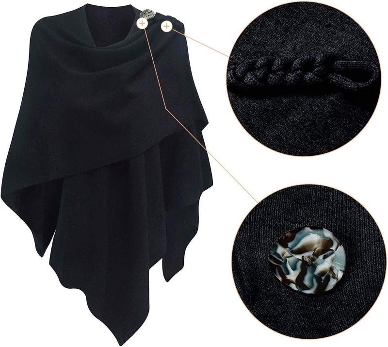 Puli Womens Large Cross Front Poncho Sweater Wrap Topper Knitted Elegant Shawls Cape for Fall Winter - Image 4